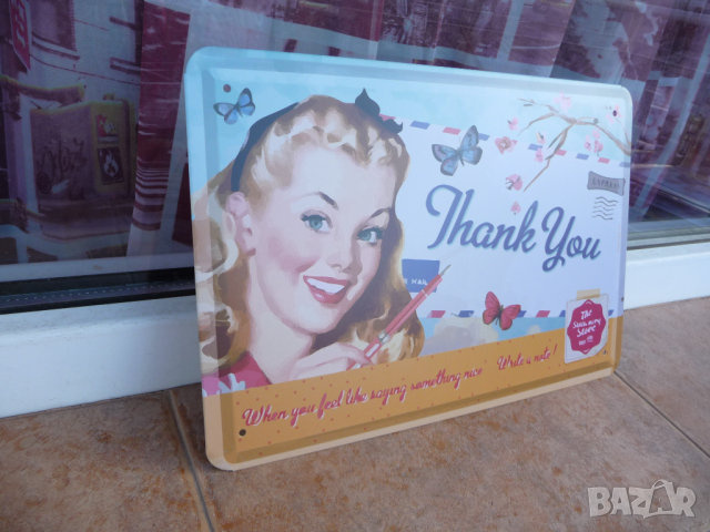 Метална табела разни Благодаря химикалка писалка пощенски пеперудки, снимка 2 - Декорация за дома - 11796550