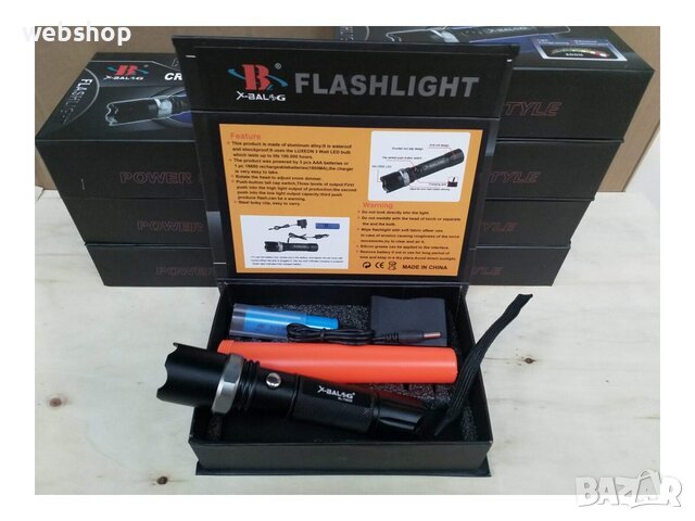 Акумулаторен LED фенер X-BALOG, 3W Cree Led, 5000 Lumens, черен, снимка 6 - Други стоки за дома - 40005498