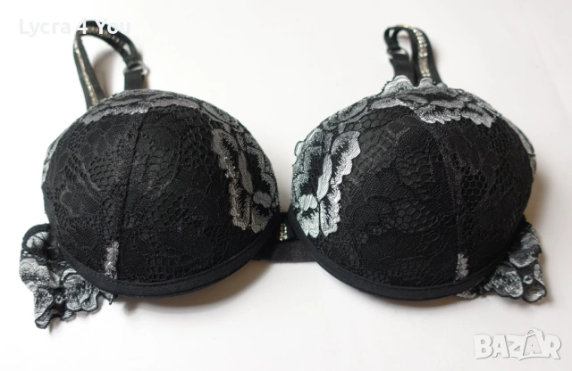 MED луксозен черен сутиен със сива дантела и камъни, снимка 4 - Бельо - 53686143