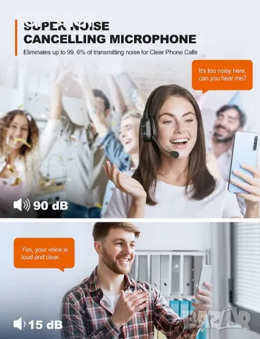 TECKNET  Bluetooth слушалка с шумопотискане на микрофон офис Call center, снимка 10 - Bluetooth слушалки - 48836499