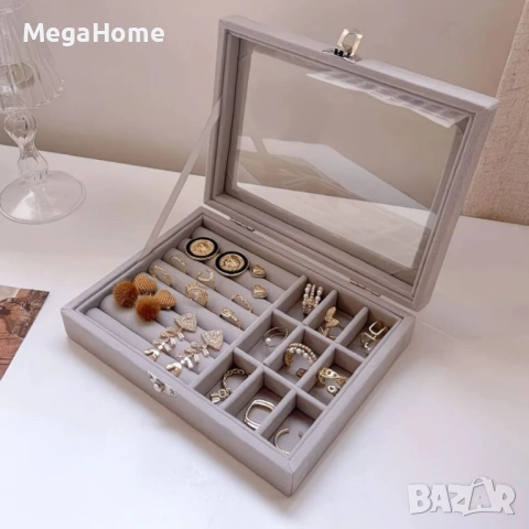 Кутия за бижута, Hggzeg, Преносима, Прахоустойчива, За пръстени, Колиета, снимка 7 - Други - 53105114