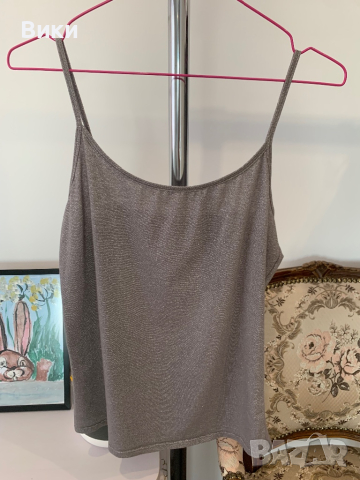 Сив потник със сребристи нишки в размер М/L, снимка 5 - Потници - 44927140