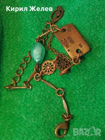 СТАРА МАРКОВА ВИНТИДЖ МЕДНА АРТ ГРИВНА с ЦВЕТНО МЪНИСТО 20332, снимка 9 - Гривни - 35507086