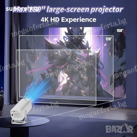 Безжичен Проектор 37 000 Вградени Игри Безжичен Стрийминг до Платформи, снимка 4 - Плейъри, домашно кино, прожектори - 53167885