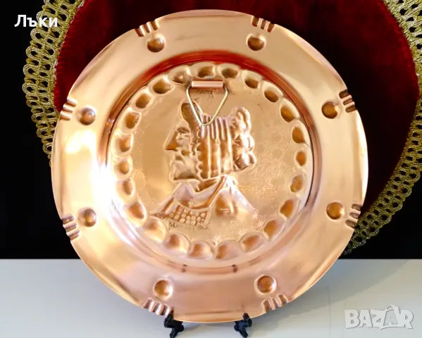 Медна чиния,медно пано,портрет Lanouaille. , снимка 3 - Антикварни и старинни предмети - 50024571