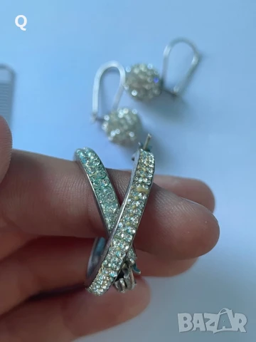 Сребърни обеци, три вида с камъчета,проба 925 (11), снимка 6 - Обеци - 50965658