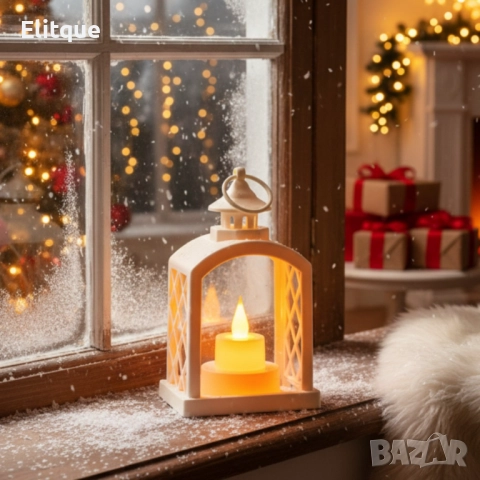 Бял Коледен LED фенер с топла светлина