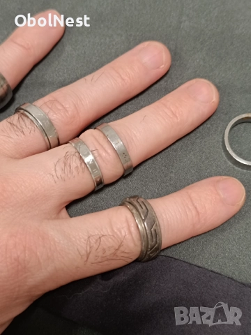 Комплект мъжки пръстени - сребро 925, титан и неръждаема стомана, снимка 4 - Пръстени - 52367470