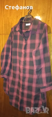 Красива ,карирана, дамска ,макси туника тип риза на Janina , снимка 10 - Туники - 52726899