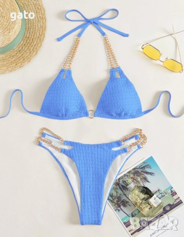 Бански с вериги в синьо и черно, снимка 6 - Бански костюми - 40917472