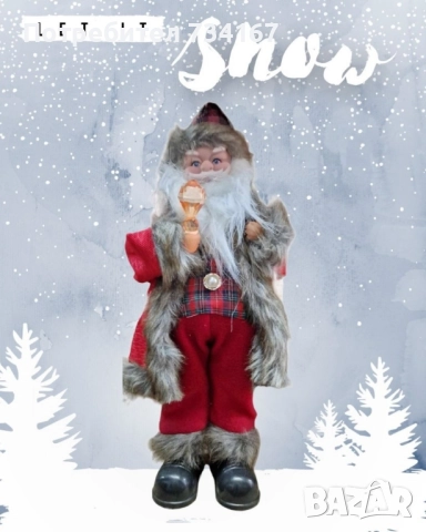 Декоративен музикален Дядо Коледа със светеща факла, на батерии. Височина: 40см. , снимка 2 - Декорация за дома - 51881953