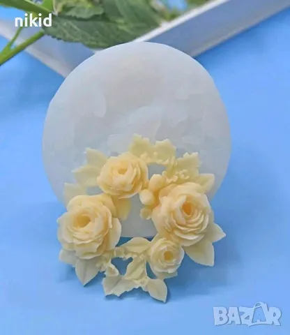 Рози с листа венец силиконов молд форма фондан шоклад смола декор