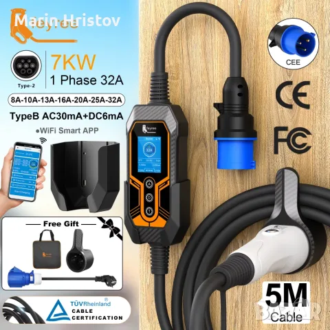  Зарядна станция за електрически автомобилиType 2, 7KW /230V, 11KW/400V