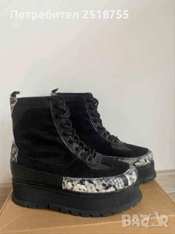 Дамски боти с велур и кожа