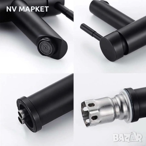 Смесител за мивка, неръждаема стомана , черен мат, снимка 4 - Смесители - 53837434