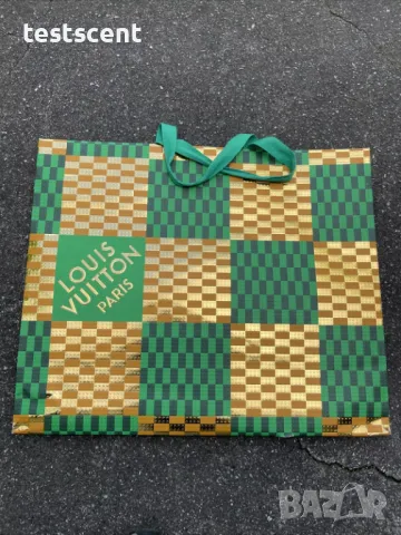 Бутикова подаръчна торба Louis Vuitton Green Gold XL 49cmx41cm 2022 Holidays Shopping Bag празнична, снимка 9 - Чанти - 48230765