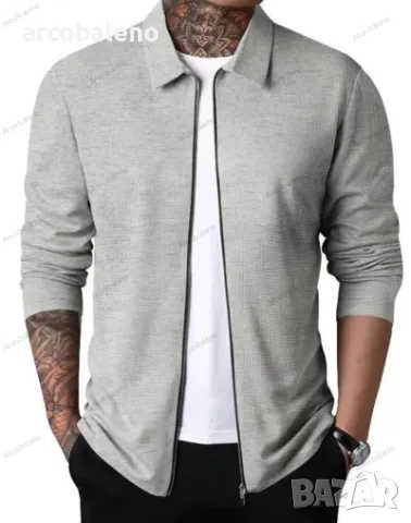 Мъжко яке с вафлен цип и с ревер, 5цвята , снимка 6 - Якета - 48929676