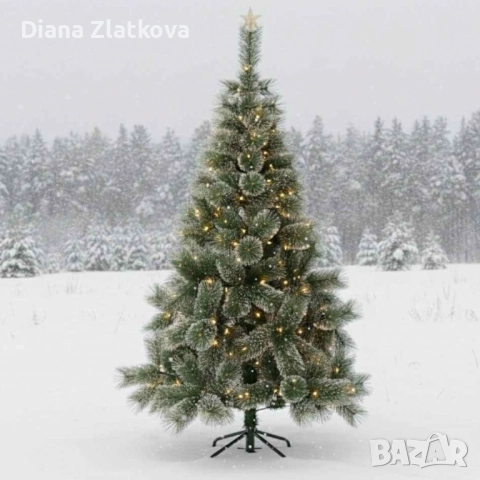Коледна елха с бели заскрежени връхчета, снимка 7 - Декорация за дома - 52380323