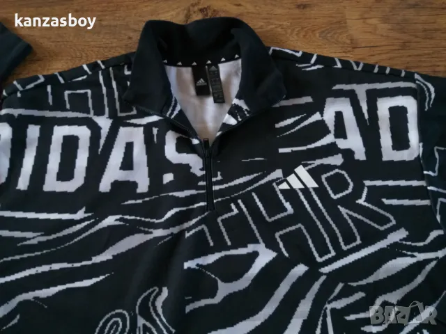 Adidas Allover Print Doubleknit Half Zip Sweatshirt - страхотно дамско горнище КАТО НОВО Л, снимка 4 - Спортни екипи - 48492980
