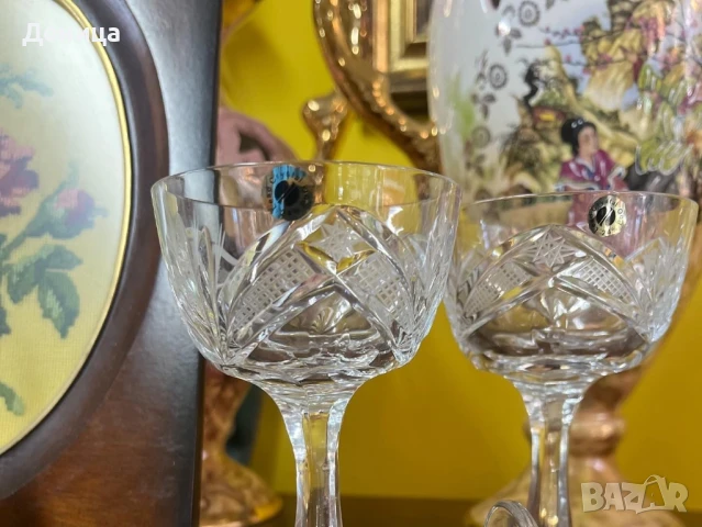 Сливенски кристални чаши “Зорница” 6 броя-90 мл пълни, снимка 3 - Чаши - 51183802