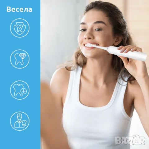 Комплект от 2 броя електрическа звукова четка Toothie X 2в1 с 6 накрайника и зарядна база, снимка 5 - Други - 55969545