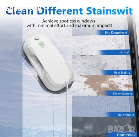 Робот за почистване на прозорци Tosima W5, двупосочно автоматично пръскане, снимка 7 - Прахосмукачки - 50812974