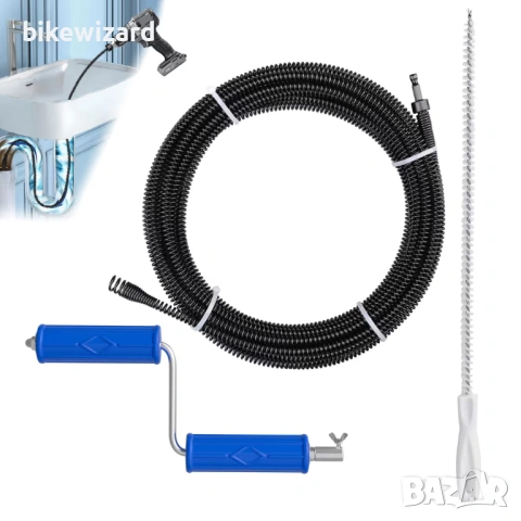 Спирала за почистване на канали 8 мм x 10 м с ръчна манивела – пружинна стомана НОВА