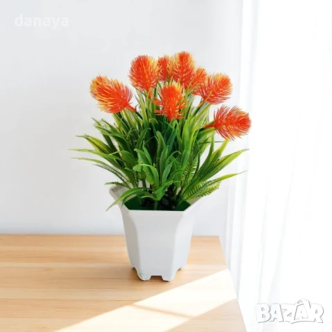 4946 Изкуствено цвете в бяла саксия, 28 см