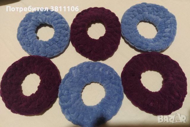 Ръчно плетени скрънчита (ластици за коса)- 6 броя, снимка 2 - Други - 41819700