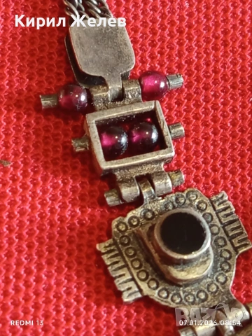 Колекционерско сребърно колие с ГРАНАТ,ОНИКС Японски стил ювелирна изработка 50804, снимка 3 - Колиета, медальони, синджири - 53015381