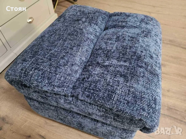 Синя табуретка от плат с функция ракла, снимка 6 - Дивани и мека мебел - 52011027