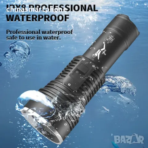 Водолазен фенер 60W LED - 10000 лумена, IP68 водоустойчив, за подводен риболов, гмуркане и още!, снимка 6 - Екипировка - 48875185
