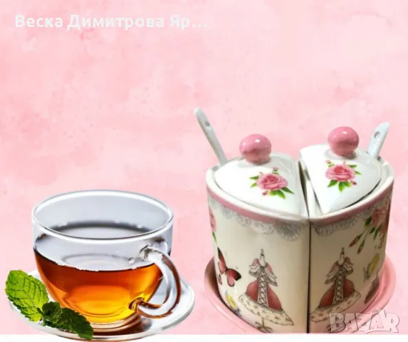 Порцеланова захарница,форма на сърце, снимка 5 - Прибори за хранене, готвене и сервиране - 47347296