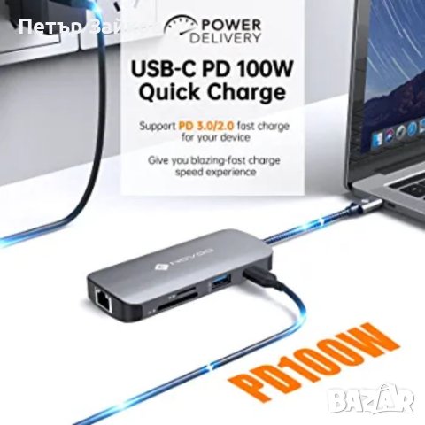 NOVOO USB C HUB HDMI 4K 60Hz, 8 в 1 , снимка 3 - Друга електроника - 40993276