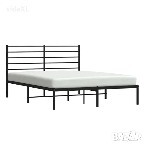 vidaXL Метална рамка за легло с горна табла, черна, 150x200 см, снимка 5 - Спални и легла - 56147215