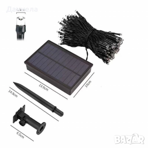 SD 12 - Соларни коледни лампички 12 метра , 100 лампи 5 програми , 4 цвята по избор, снимка 6 - Декорация за дома - 52432103