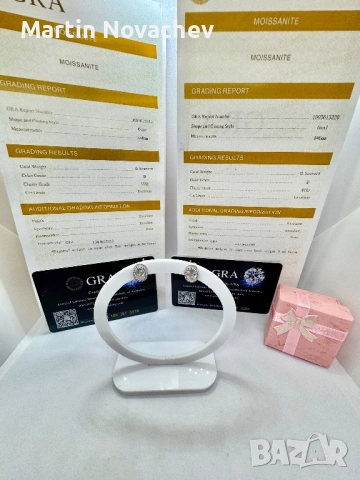 Сребърни обеци с мойсанит (Диамант) 0.5 карата, снимка 2 - Обеци - 52933479