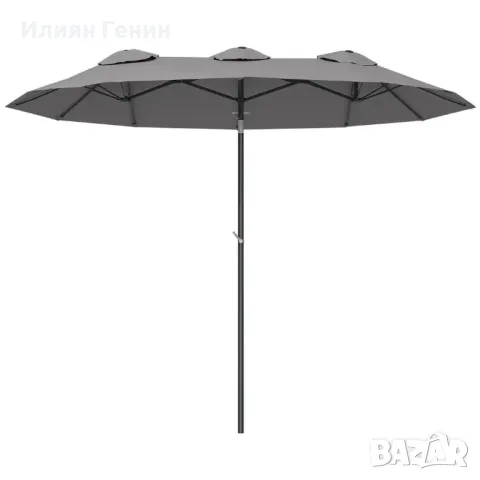 Градински чадър Outsunny, накланящ се, с ръчна манивела, ветроустойчив покрив, полиестер+стомана