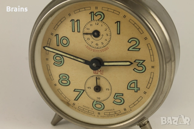 SMI Repetition Стар Френски Будилник, снимка 3 - Антикварни и старинни предмети - 51867483