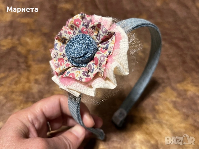 Диадема деним Ръчна изработка Нежна Диадема в розово Аксесоари за коса 