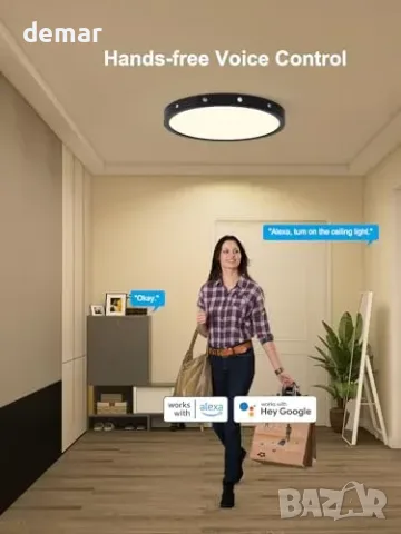 Смарт LED таванна лампа RGB с промяна на цветовете, 24W, 30 см, управление с Alexa/Google, снимка 3 - Смарт домашни устройства (Smart Home) - 55849760