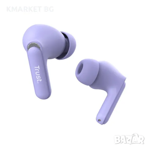 TRUST Yavi Bluetooth ENC Earbuds Purple Слушалки, снимка 3 - Bluetooth слушалки - 48615822