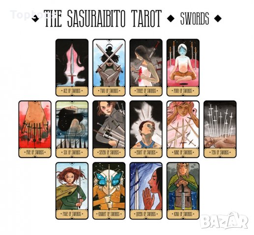 Sasuraibito Tarot - уникални 78 таро карти с кутия и хартиена книжка, снимка 9 - Карти за игра - 34658202