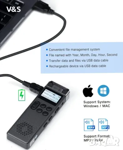 Цифров диктофон LIMENAMICS - 32GB 3072kbps, снимка 7 - MP3 и MP4 плеъри - 47873659