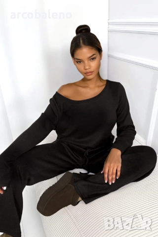 Дамски комплект плетен пуловер от две части, 3цвята , снимка 3 - Комплекти - 52971825