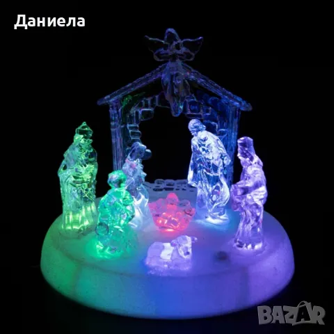 Коледна LED осветена акрилна скулптура на Рождество Христово