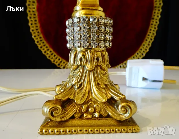 Бронзова настолна лампа,позлата,Сваровски,барок. , снимка 2 - Настолни лампи - 47747251