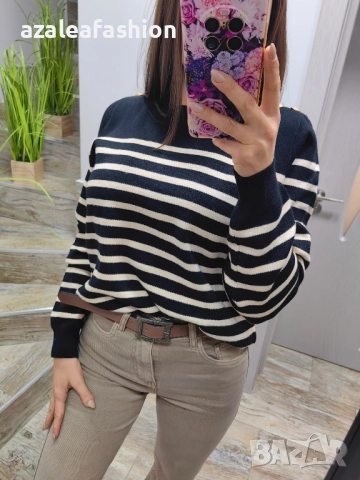 Дамски пуловер райе, снимка 4 - Блузи с дълъг ръкав и пуловери - 52686468