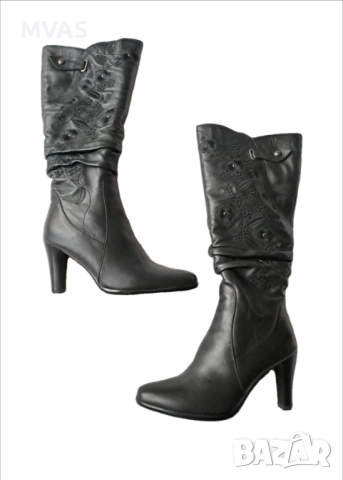 Нови естествена кожа дамски зимни ботуши на ток с естествен пух пълнеж 38 39 размер, снимка 5 - Дамски ботуши - 51879486