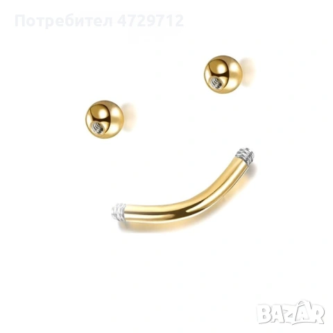 Обици за веждата имитация на злато с цирконий, снимка 3 - Друго оборудване - 53398713